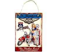 DiiliHiiri Cartel Retro Route 66 - Placa Metálica Vintage A3 40x28x0,2cm Decoracion Pared Hogar y Habitación Adornos Decorativos para Garage Taller Bar Regalos Originales para Día del Padre (9521)