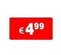 DiiliHiiri Etiquetas de Precio 4,99€ Euro Pack de 1000 Pegatinas Rectangulares Rojos Adhesivo Desplegable Price Stickers Rebajas Descuentos Oferta Liquidación