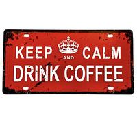 DiiliHiiri Letrero de Café para Bar - Pub o Cafetería - Cartel Americana Vintage - Señal Keep Calm Coffee Decoración Retro para Cocina -30x15cm- Aviso - Placa - Afiche - Cartel - (2651-23)