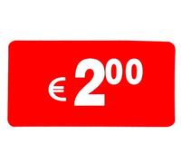 DiiliHiiri Pegatina 2€ Euro Pack de 1000 Adhesivo Rojo Etiqueta Precio (Price stickers 2€ rectangular)