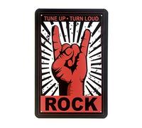 DiiliHiiri Rock on - Rock 'n' Roll - Heavy metal - Headbanging - Cartel de Chapa Vintage Decoración, Letrero A4 Estilo Antiguo de metálico Retro (Rock)