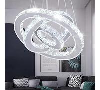 Dixun - Moderna lámpara LED ajustable de 3 anillos de acero inoxidable para dormitorio, sala de estar (luz blanca fría)