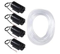 Diitao 4 mini bombas de agua micro sumergibles CC 3-5 V con tubo de vinilo transparente, tubo flexible para fuente de acuario, jardín, estanque (4 bombas negras + tubo de 4 m)