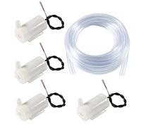 Diitao 4 mini bombas de agua micro sumergibles CC 3-5 V con tubo de vinilo transparente, tubo flexible para fuente de acuario, jardín, estanque (4 bombas blancas + tubo de 4 m)