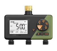 Diivoo Latón Programador Riego 3 Salidas, Temporizador Riego Automático con Gran Pantalla LCD, Retraso por Lluvia, Riego Manual, Programador Riego Automatico para Jardín, Césped