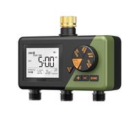 Diivoo Latón Programador Riego 3 Salidas, Temporizador Riego con Gran Pantalla LCD, Retraso por Lluvia, Riego Manual, Programador Riego Automatico para Jardín, Césped