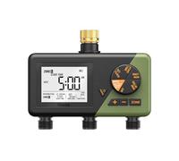Diivoo Ordenador de riego con 3 salidas, conexiones de latón y pantalla LCD grande, reloj de riego con retardo de lluvia y riego manual, temporizador automático para jardín, césped