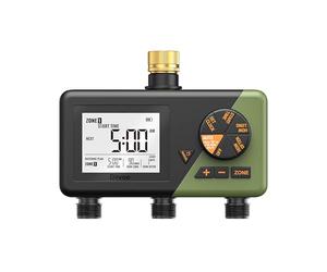 Diivoo Ordenador de riego con 3 salidas, conexiones de latón y pantalla LCD grande, reloj de riego con retardo de lluvia y riego manual, temporizador automático para jardín, césped