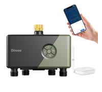 Diivoo Programador Riego WiFi 4 Zonas con Entrada de Latón, Conexión WiFi y Ethernet, Compatible con Alexa y Google, 24 Programas de Riego, Temporizador de Riego Automático para Jardín y Céspedes
