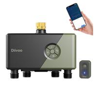 Diivoo Programador Riego WiFi 4 Zonas con Entrada de Latón, Temporizador Riego Automático Compatible con Alexa/Google Assistant, 24 Programas de Riego, para Jardín y Céspedes