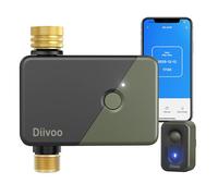 Diivoo Programador Riego WiFi con Entrada y Salida de Latón, Riego Automático Compatible con Alexa/Google Assistant, Retardo por Lluvia,Temporizador Riego Programable para Jardín y Césped
