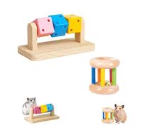 DiiWmme 2 juguetes de madera para hámster, juguetes masticables naturales para moler dientes, accesorios de jaula segura para hámsters enanos sirios, jerbos, chinchillas, conejos y mascotas pequeñas