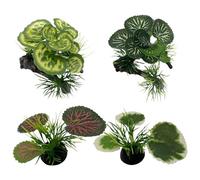 DiiWmme 4 plantas de adorno de acuario, plantas artificiales de plástico verde, plantas acuáticas falsas, accesorios de decoración para el hogar y la oficina, plantas de pecera