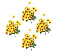 DiiWmme 4 ramilletes de girasoles artificiales, flores artificiales decorativas realistas con tallo, ramo de flores artificiales para exteriores, flores falsas para jardín, hogar, oficina, decoración