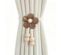 DiiWmme Alzapaños ajustables con bordado "Nice", cuerda de algodón suave con cuentas de madera para colgar cortinas, decoración de habitación infantil, salón, dormitorio (marrón)