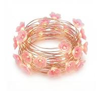 DiiWmme Guirnalda de 20 luces LED de cerezo rosa de 2 m, funciona con pilas, para decoración de dormitorio, decoración de interiores de primavera y Navidad, regalo de habitación de niñas (flores)