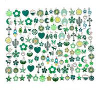 DiiWmme Juego de 100 dijes de metal con pintura esmaltada para hacer joyas, pulseras, collares, aretes y llaveros (estilos al azar), perfectos para regalos de vacaciones y manualidades, Multiple sizes