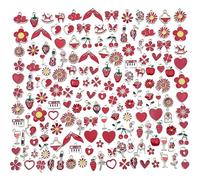 DiiWmme Juego de 100 dijes de metal con pintura esmaltada para hacer joyas, pulseras, collares, aretes y llaveros (estilos al azar), perfectos para regalos de vacaciones y manualidades, Multiple sizes
