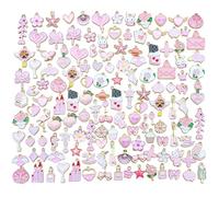 DiiWmme Juego de 100 dijes de metal con pintura esmaltada para hacer joyas, pulseras, collares, aretes y llaveros (estilos al azar), perfectos para regalos de vacaciones y manualidades, Multiple sizes