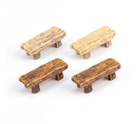 DiiWmme Juego de 4 bancos de madera en miniatura para jardín de hadas y casa de muñecas, decoración rústica para jardín en miniatura, decoración de mesa pintada a mano para decoración de verano, color