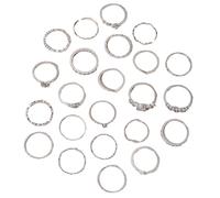 DiiWmme Juego de anillos de oro de 23 piezas para mujer, anillos apilables con diamantes de imitación para dedos y nudillos, joyería minimalista de aleación de moda, anillos brillantes para el día a