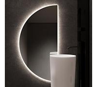 Dijateman 120×60cm Espejo Baño con Luz, 100/80cm Espejo LED Grande para Vanidad de Media Luna Sin Marco, Antivaho, 3 Color Regulable, para Salón Dormitorio(Cut Right,48in)