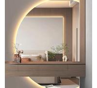Dijateman 120cm Espelho Inteligente Decorativos, 90cm Regulable Espejo de Baño LED, Antivaho, 3 Luces de Color, Sin Marco Semicircular Espejo de Cuerpo Entero(Cut Right,39in)
