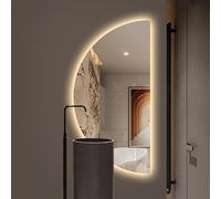 Dijateman 3 Color Regulable Sin Marco Espejo de Pared, Inteligente Antivaho Retroiluminado Espejo de Cuerpo Entero con Interruptor Táctil, para Hogar Decorativos(Left Semicircle,16''x32'')