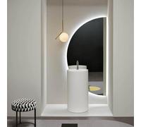 Dijateman Grande Media Luna LED Espejo de Baño, 3 Color Regulable Sin Marco Espejo Inteligente, Antivaho, Prueba de Explosiones, para Hogar Decorativos(Cut Right,20''x40'')