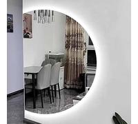 Dijateman Grande Semicircular Espejo de Baño con Luz LED, 3 Color Antivaho Retroiluminado Espejo de Maquillaje, para Entrada Recibidor Dormitorio Pasillo(Left Cut,43''x28'')