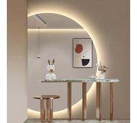 Dijateman Grande Semicircular Pared Espejo Iluminado 90-100cm, Espejo de Baño Antivaho con Botón Táctil, Espejo Inteligente, Moda Espejo Decorativos(Left Semicircle,43'')