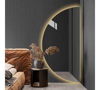 Dijateman Grande Sin Marco Espejo de Baño de Pared, Dimmable Media Luna Antivaho Espejo Inteligente, 3 Color, para Baño Dormitorio Maquillaje(Cut Right,20 * 40in)