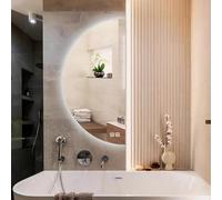 Dijateman Inteligente Antivaho Espejo de Baño, 3 Color LED Ajustable Retroiluminado, Media Luna Espejo de Pared para Entrada Recibidor Baño Dormitorio Pasillo(Cut Right,100cm)