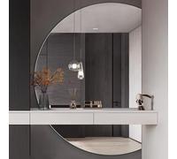 Dijateman LED Espejo de Baño 70x110cm 80x120cm 90x130cm, Semicircular Sin Marco Espejo Decorativos, Antiniebla, 3 Color Regulable, Estilo Moderna(Left Semicircle,43''x28'')