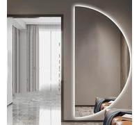 Dijateman Media Luna Ajustable Espejo de Cuerpo Entero, Retroiluminado Antivaho Espejo de Baño, 3 Colore, Brillo Ajustable, para Baño Dormitorio Maquillaje(Right Semicircle,60 * 120cm)