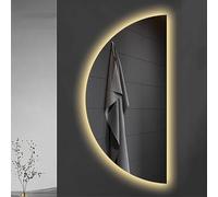 Dijateman Media Luna Espejo Inteligente con Antivaho, 3 Color Regulable LED Retroiluminado Espejo Decorativos, Prueba de Explosiones, para Hogar(Cut Right,16x32inch)