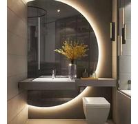 Dijateman Minimalista Retroiluminado Espejo Inteligente con 3 Color Regulable, Moderno Antivaho Espejo de Baño de Pared, Sin Marco, Prueba de Explosiones(Cut Left,39in/100cm)