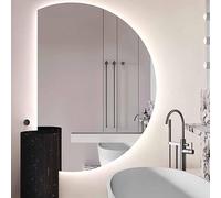 Dijateman Minimalista Semicircular Espejo de Pared 130/90cm, Inteligente Anti Niebla, 3 Color Ajustable Retroiluminado Espejo con Luz LED, Prueba de Explosiones(Left Cut,110cm)