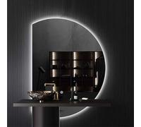 Dijateman Moderno Espejo de Tocador de Pared, Antiniebla, 3 Color Regulable, Sin Marco Retroiluminado Impermeable Espejo de Baño, para Hogar(Left Cut,47in)