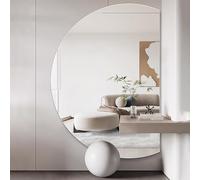 Dijateman Moderno Semicircular Antiniebla Espejo de Pared, Sin Marco Retroiluminado Espejo Inteligente, 3 Colores de Luz, Prueba de Explosiones, para Hogar(Right Cut,120x80cm)