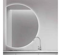 Dijateman Semicircular Dimmable Iluminado LED Espejo de Maquillaje, Retroiluminado Inteligente Espejo de Baño de Pared con Antiniebla, para Hogar(Left Cut,130cm)