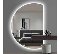 Dijateman Semicircular Moderno Espejo de Baño de Pared, Regulable 3 Colores Espejo de Tocador con Antivaho, Retroiluminado, Prueba de Explosiones, para Hogar(Right Cut,120cm)