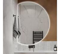 Dijateman Semicircular Moderno Espejo de Baño de Pared, Regulable 3 Colores Espejo de Tocador con Antivaho, Retroiluminado, Prueba de Explosiones, para Hogar(Left Cut,120cm)