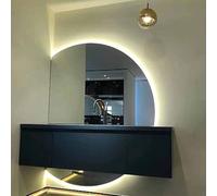 Dijateman Sin Marco Inteligente Espejo de Antivaho, Retroiluminado 3 Color Regulable, Moderno Semicircular Espejo de Cuerpo Entero para Salón Dormitorio(Left Cut,39in)