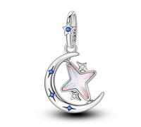 Dije colgante de luna giratoria en forma de estrella de Aurora, accesorio de pulsera de plata de ley 925, collar de pulsera Pandora compatible con, regalo para mujeres