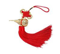 Dije con calabaza de cobre y borla anudada china, amuleto decorativo para el hogar, coche, símbolo de Feng Shui, decoración colgante de coche