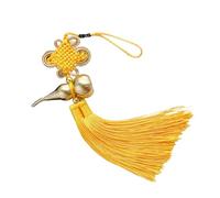 Dije con calabaza de cobre y borla anudada china, amuleto decorativo para el hogar, coche, símbolo de Feng Shui, decoración colgante de coche