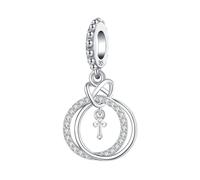 Dije de borla de doble bucle de corazón, dije para pulsera, collar de pulsera Pandora compatible con