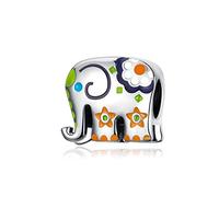 Dije de elefante tailandés de plata 925 para mujer, cuentas de animales esmaltadas de colores, compatible con pulseras.