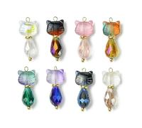 Dije de gatos de colores mixtos para joyas, manualidades, colgantes de cristal coloridos para aretes y collares, llaveros